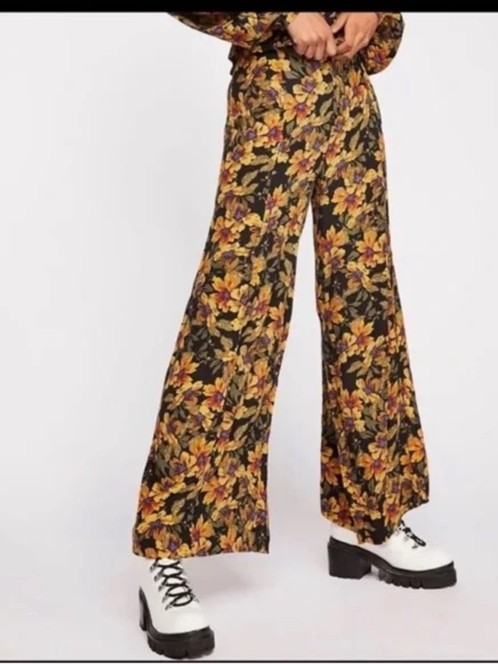 Free People Love Letter Palazzo Wide Leg Floral Print Pant Size 6
